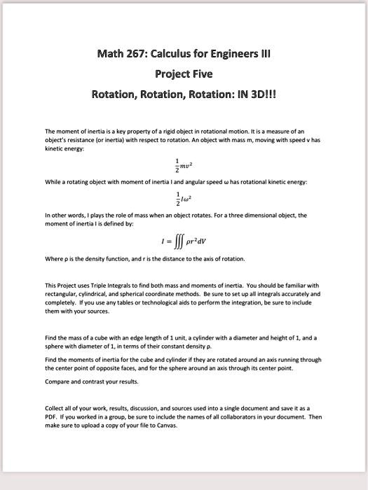 Math 267: Calculus for Engineers III Project Five Rotation, Rotation ...