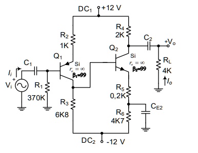 SOLVED: In the amplifier circuit shown below: a) Powers drawn from DC ...