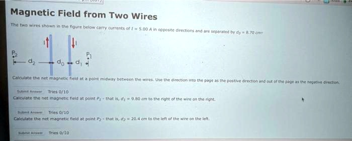 Magnetic Field from Two Wires The two wires shown in the figure below ...