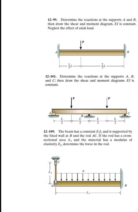 12-99. Determine the reactions at the supports A and B, then draw the ...