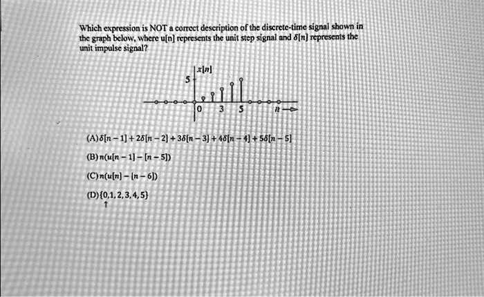 Solved Which Expression Is Not A Correct Description Of The Discrete Time Signal Shown In The