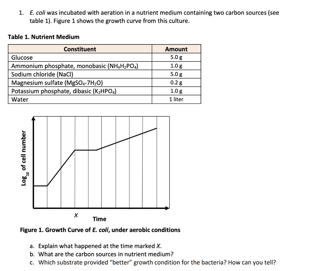 e coli was incubated with aeration in a nutrient medium containing two ...