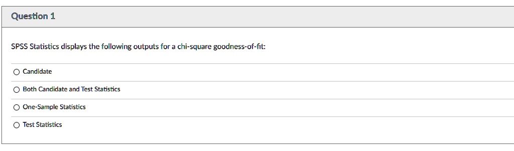 SOLVED: Question 1 SPSS Statistics displays the following outputs for a ...