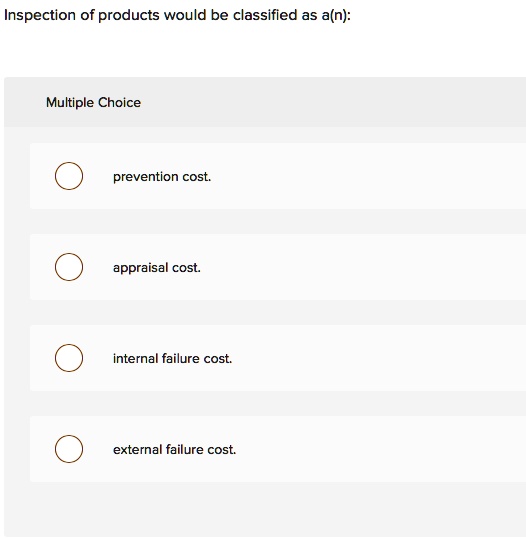 SOLVED Inspection of products would be classified as an) Multiple