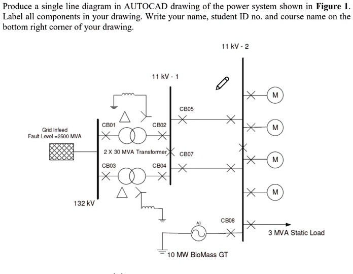 SOLVED: How to draw a single line diagram in AutoCAD? The task is to ...