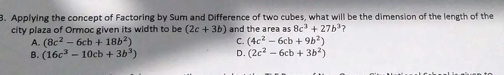 SOLVED: Applying the concept of Factoring by Sum and Difference of two ...