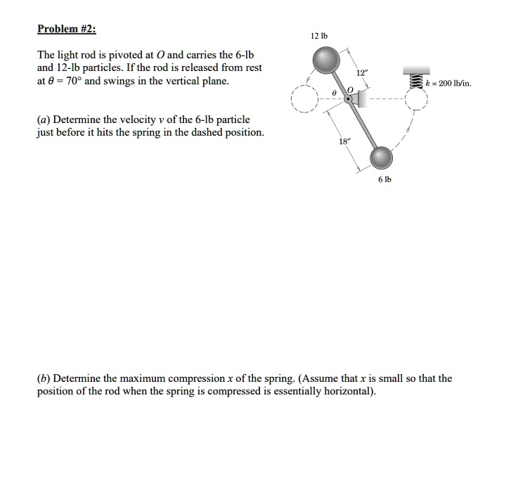 Problem #2: 12 lb The light rod is pivoted at O and carries the 6-lb ...