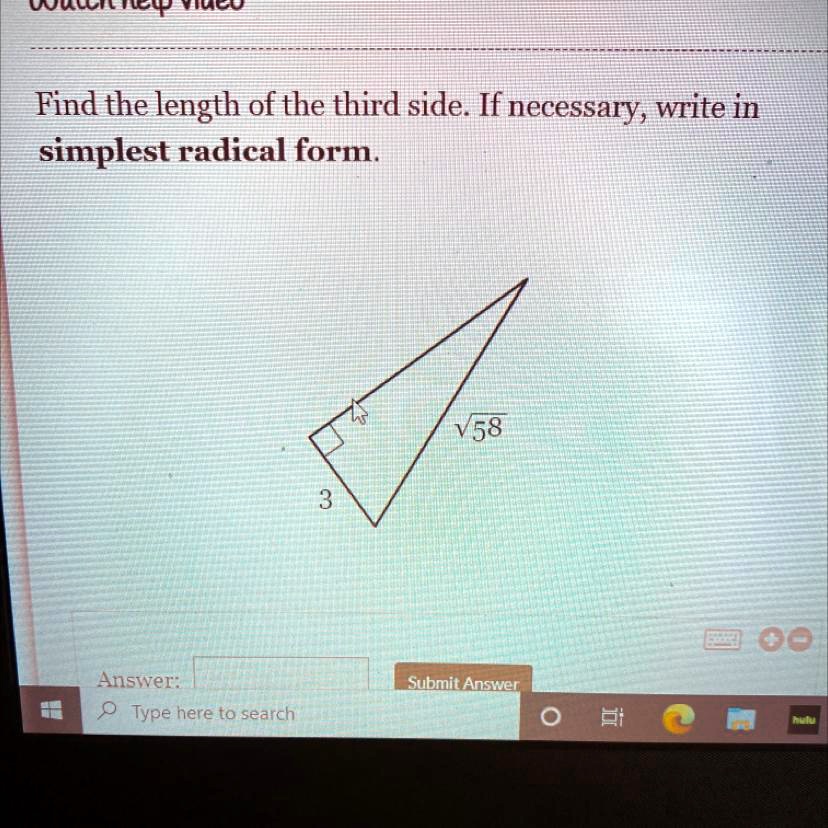 Find the third side 2025 in simplest radical form