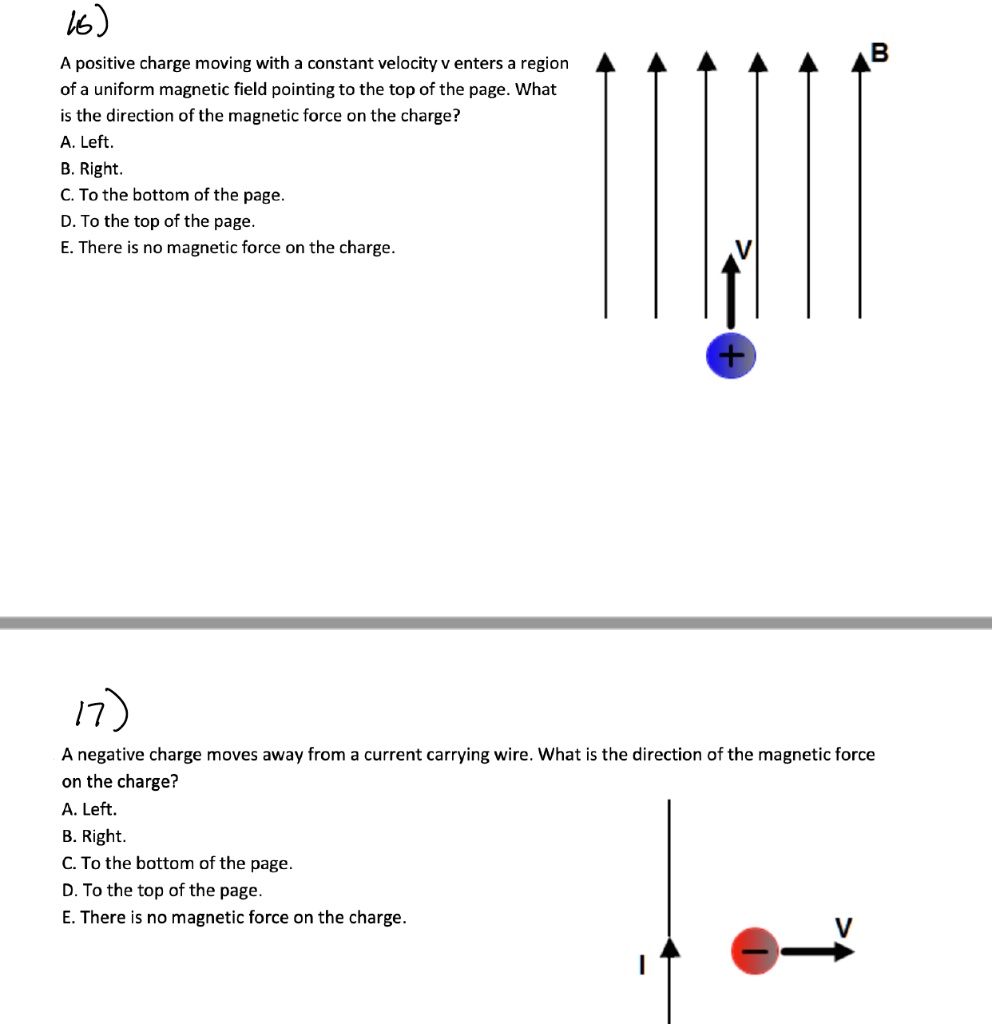 SOLVED 66) A positive charge moving with a constant velocity enters a region of a uniform