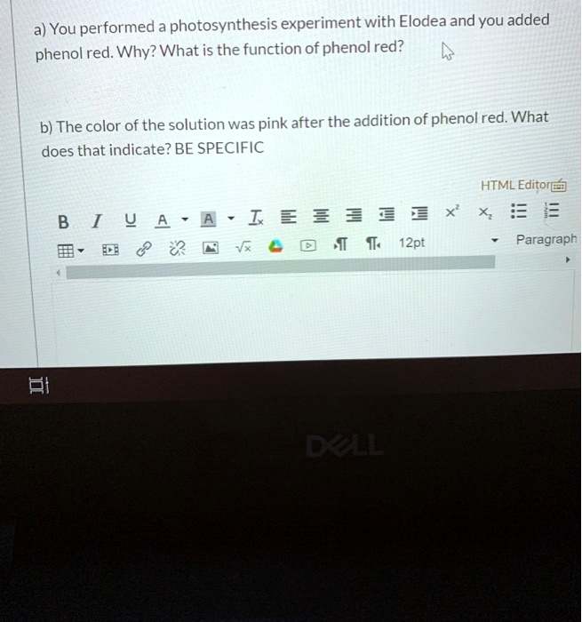 SOLVED a) You performed a photosynthesis experiment with Elodea, and