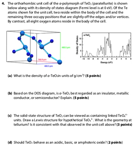 Teo2 Unit Cell The orthorhombic unit cell of the polymorph of teo...