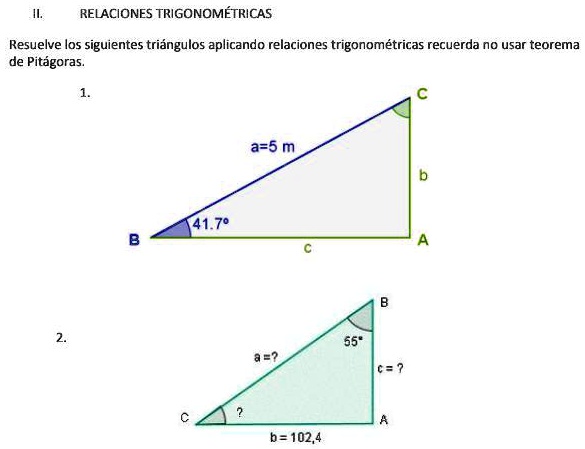 SOLVED: Resuelve los siguientes triángulos aplicando relaciones ...