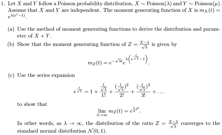 SOLVED:Let X and Y follow a Poisson probability distribution, X Poisson ...