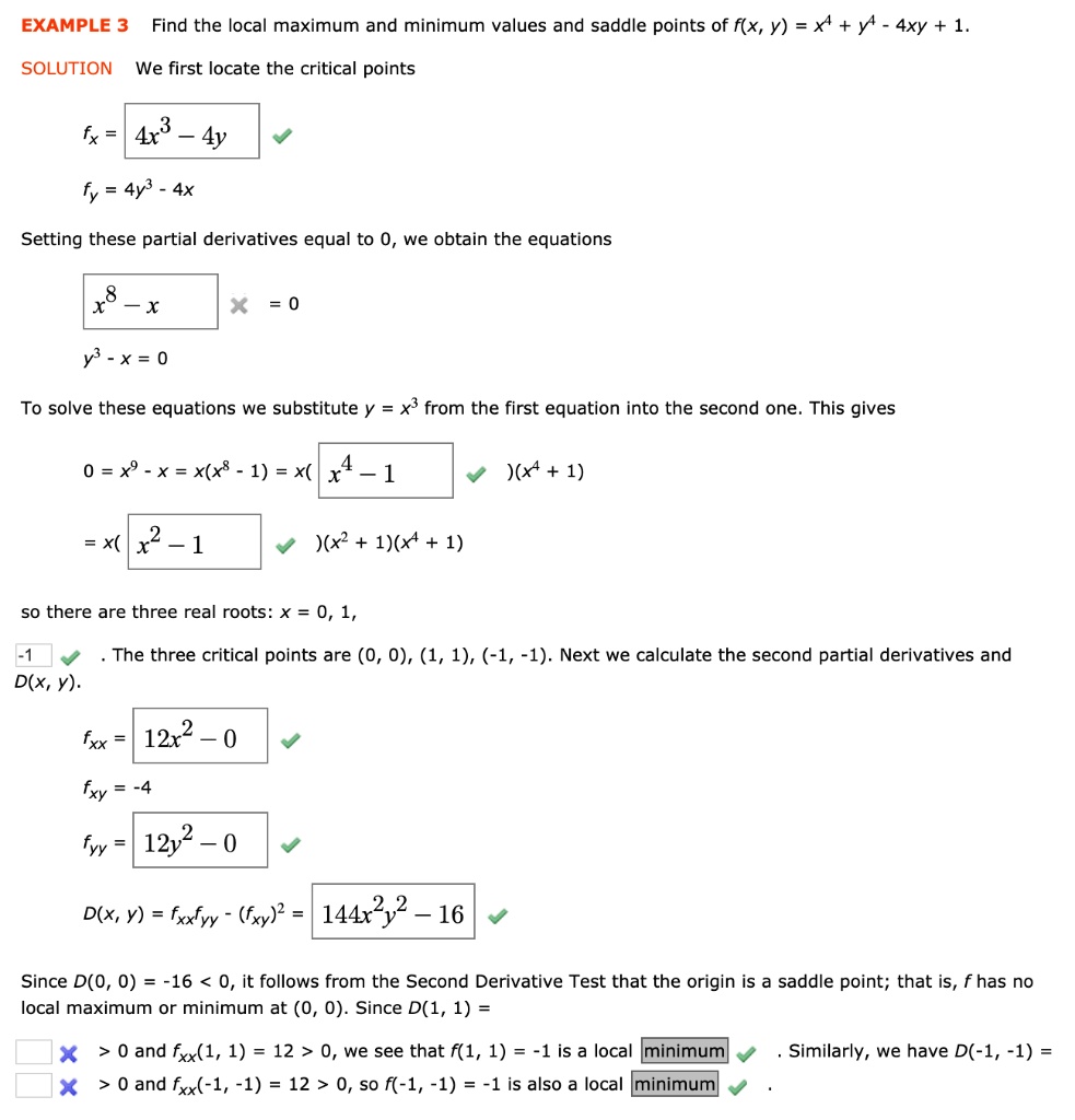 Solved Example 3 Find The Local Maximum And Minimum Values And Saddle