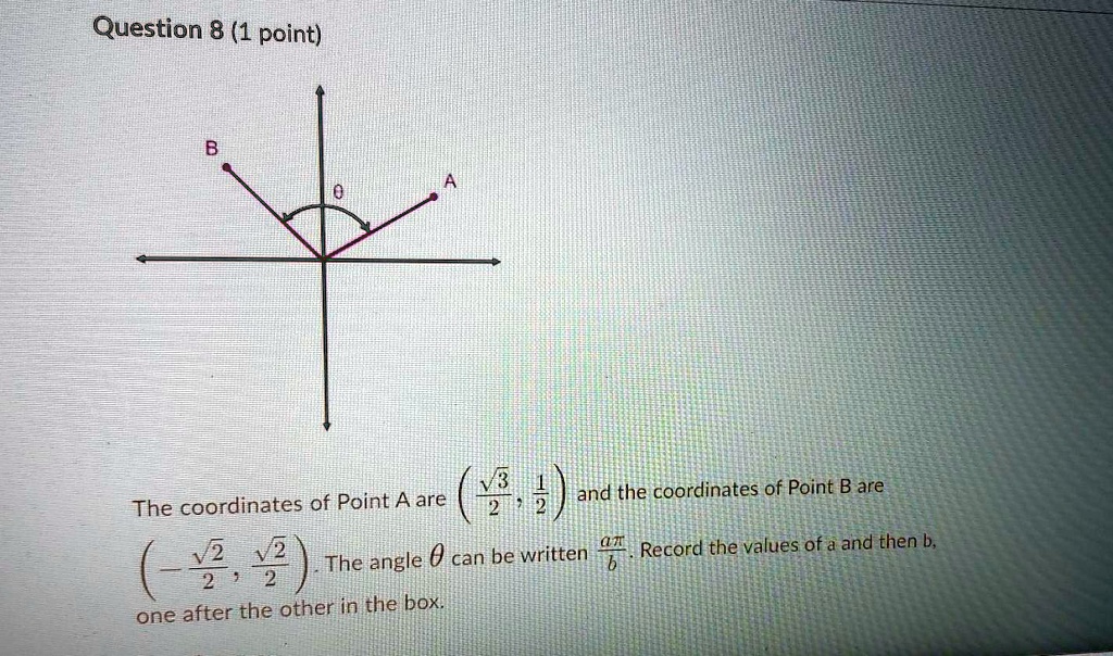 SOLVED:Question 8 (1 point) and the coordinates of Point B are The ...