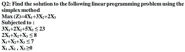 SOLVED: Find the solution to the following linear programming problem ...