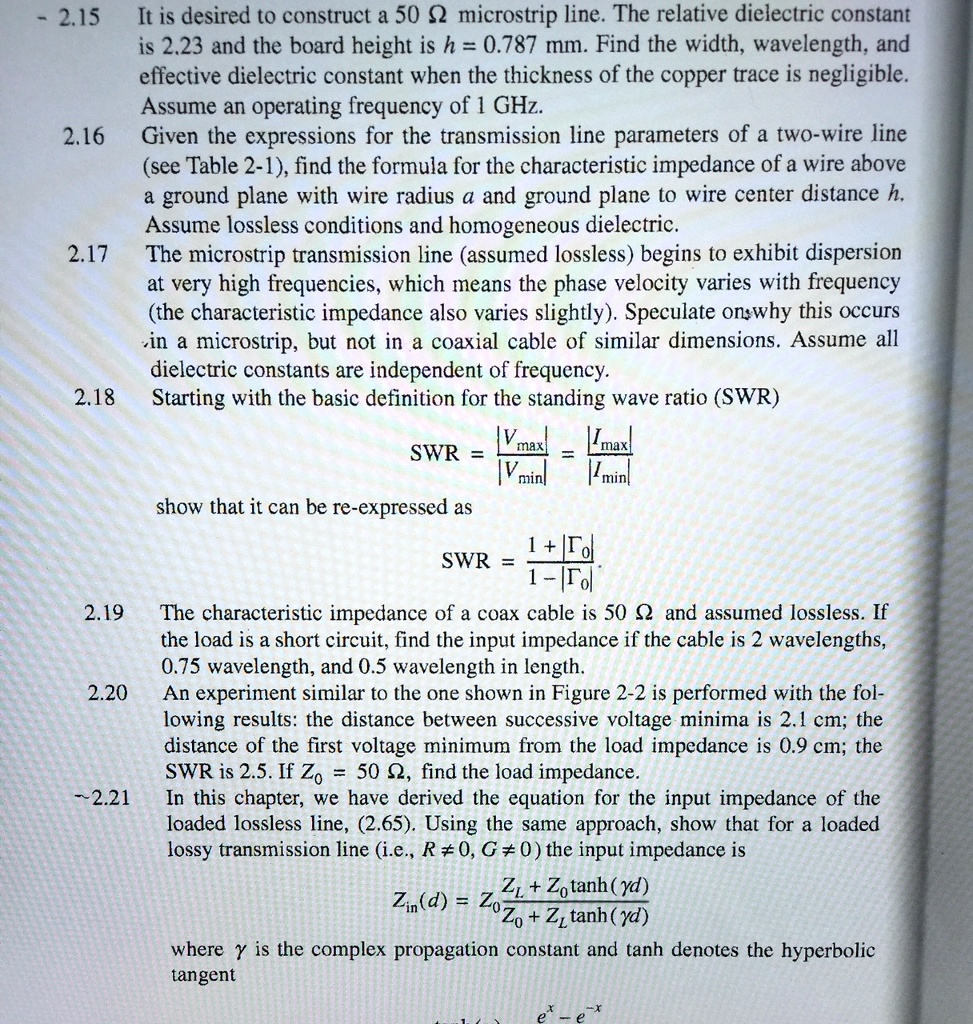 215 215 it is desired to construct a 50 microstrip linethe...
