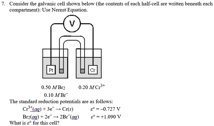 SOLVED: Consider the galvanic cell shown below (the contents of each ...