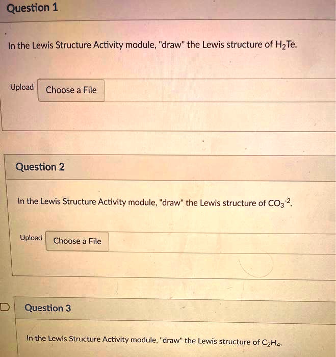 SOLVED:Question 1 In the Lewis Structure Activity module; 