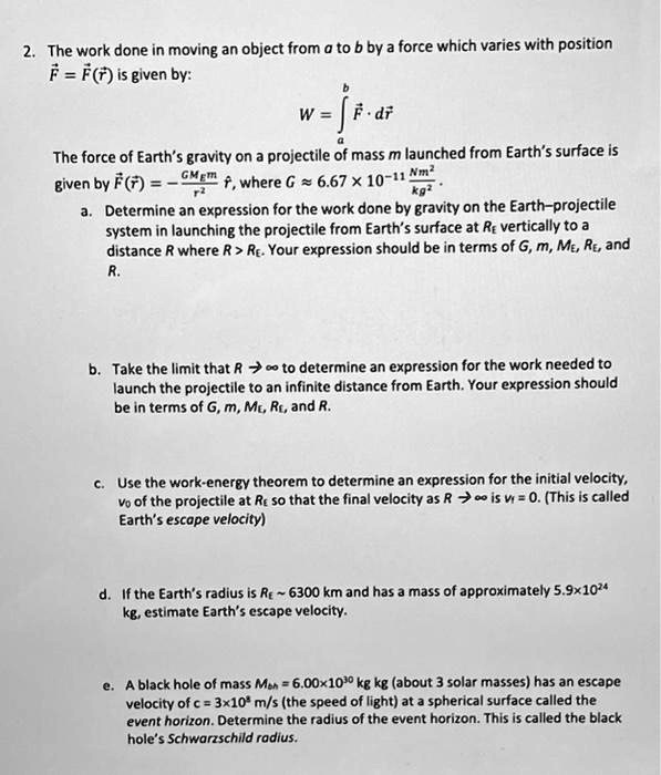 SOLVED a. The work done in moving an object from a to b by a