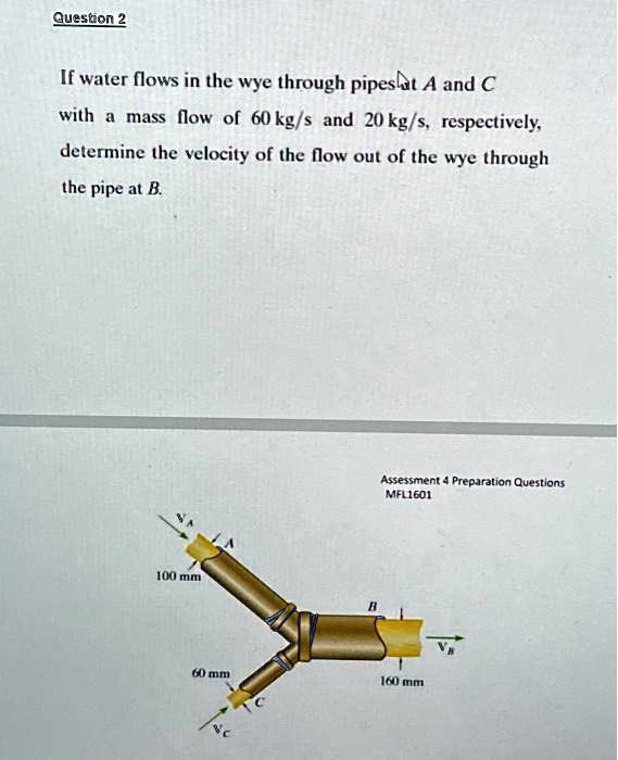 SOLVED: Question 2: If Water Flows In The Wye Through Pipes At A And C ...