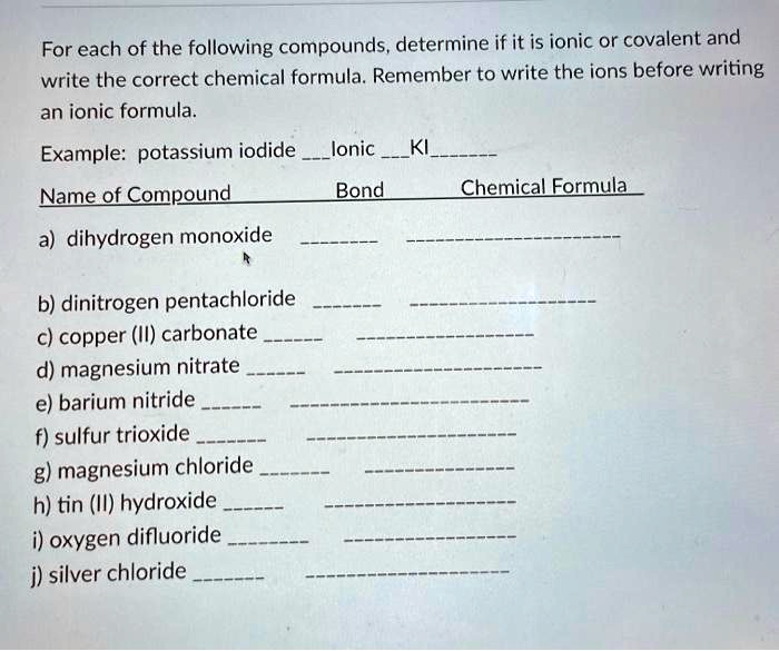 SOLVED: For each of the following compounds, determine if it is ionic