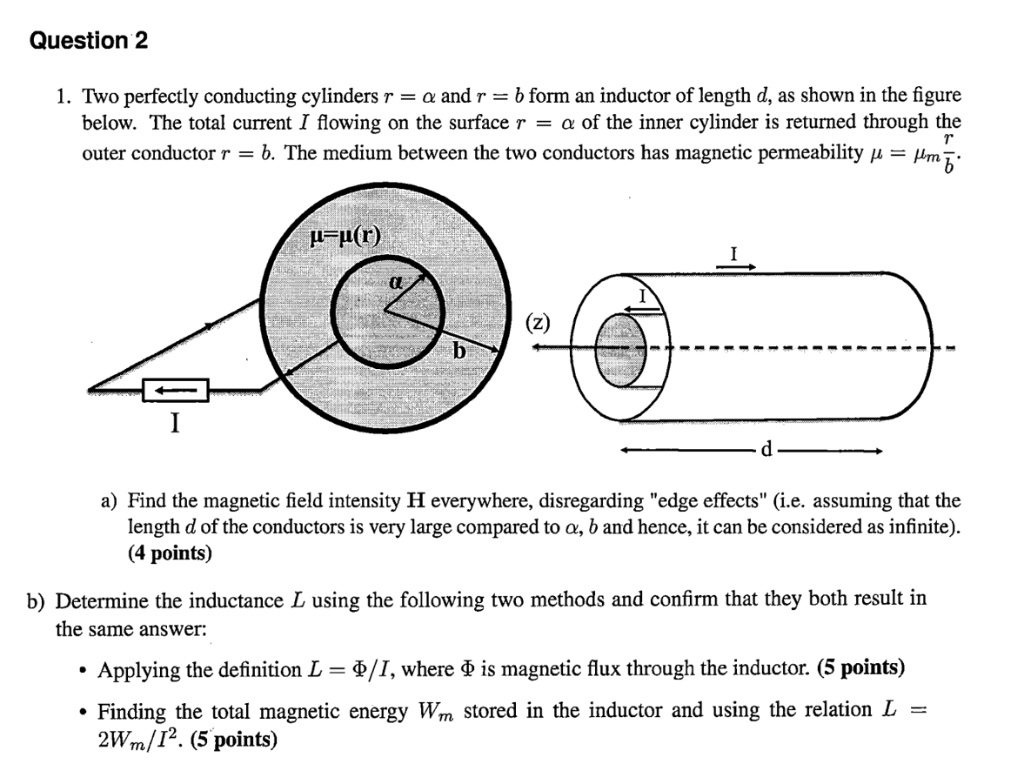 SOLVED 1. Two perfectly conducting cylinders r = a and r = b form an