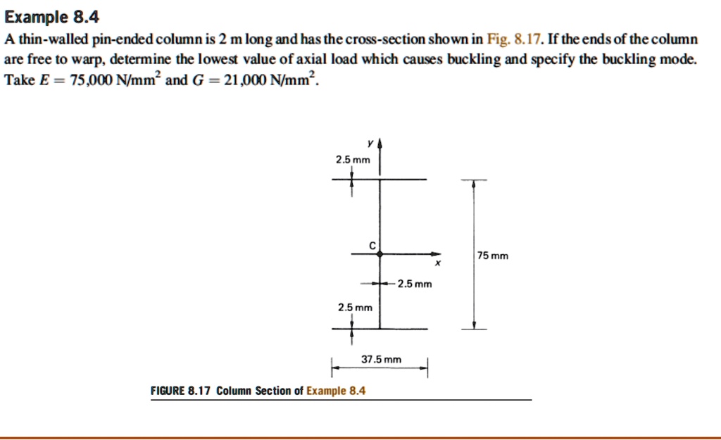 Ask Column Example 8.4 A thin-walled pin-ended column is 2 m long and has the ...