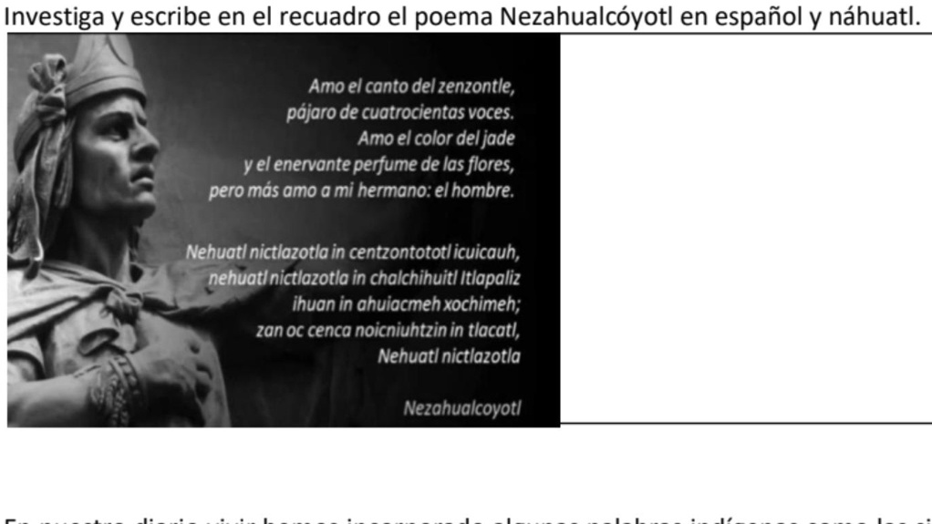 Poema De Nezahualcoyotl En Nahuatl Y Español www.numerade.com