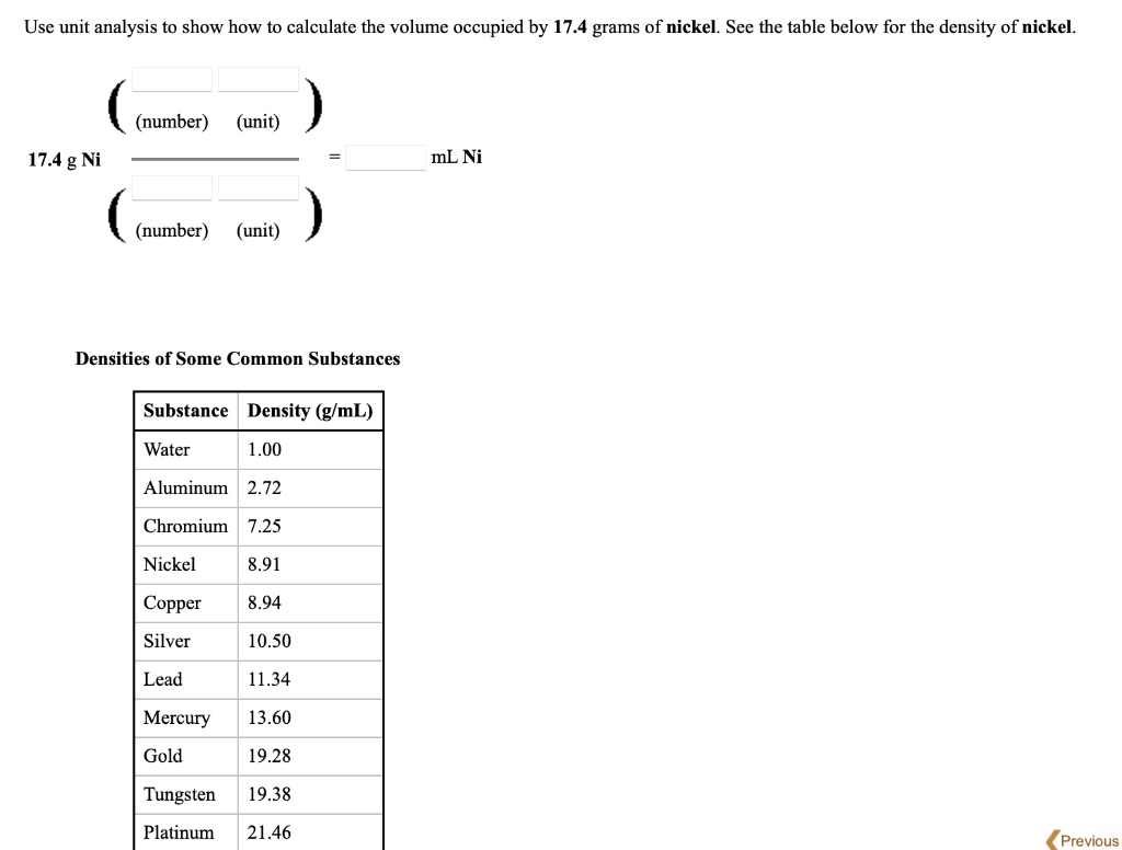 SOLVED Use unit analysis to show how to calculate the volume occupied