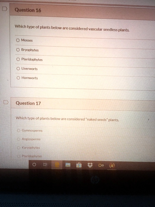 SOLVEDQuestion 16 Which type of plants below are considered vascular