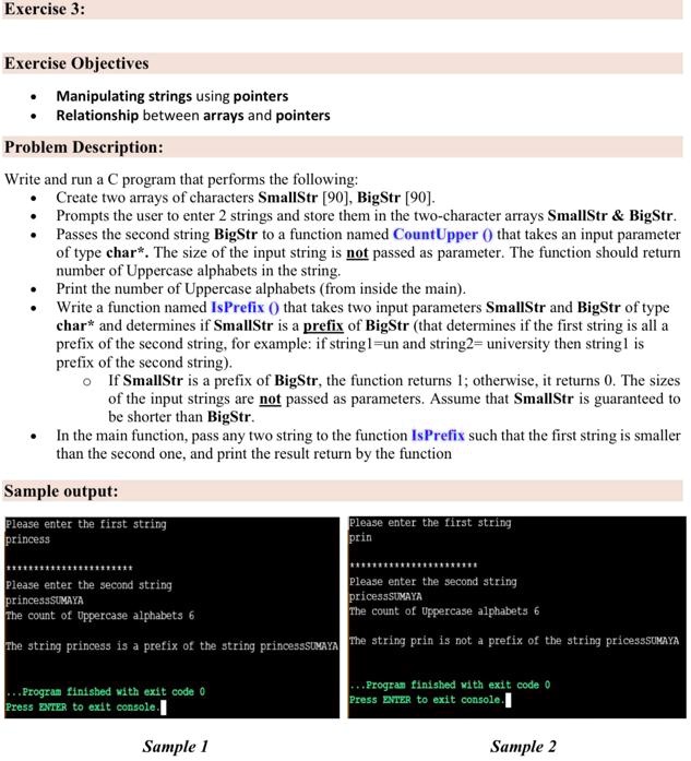 SOLVED: Title: C Programming Exercise: Manipulating Strings and ...