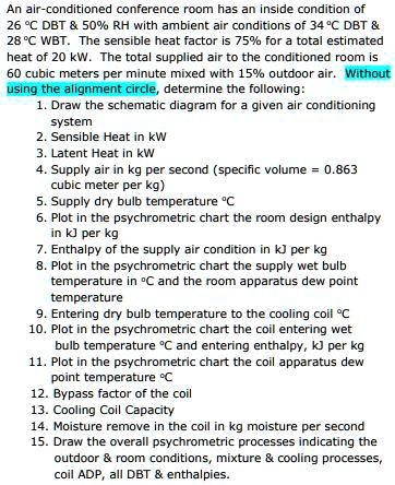 An air-conditioned conference roon has inside condition of 26 