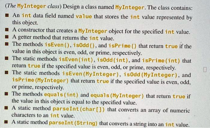 SOLVED: (The MyInteger classDesign a class named MyIntegerThe class ...