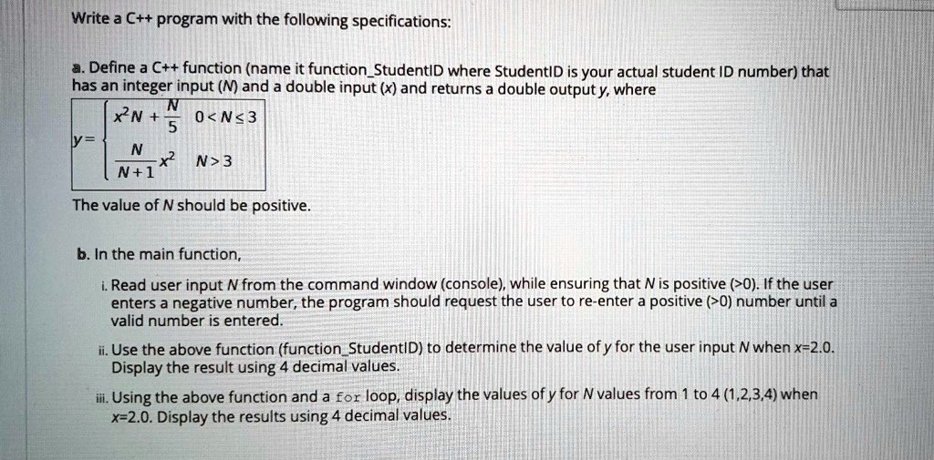 SOLVED: Write a C++program with the following specifications: a.Define ...