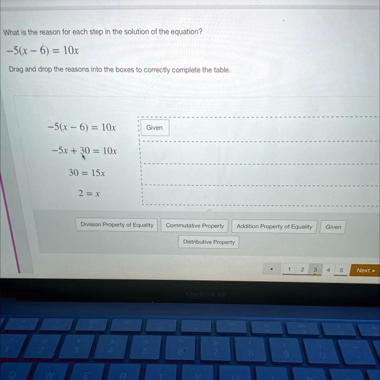 what-is-the-reason-for-each-step-in-the-solution-of-the-equation-5x-6