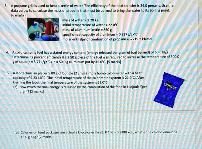 SOLVED Propane grill is used to heat a kettle of water. The efficiency