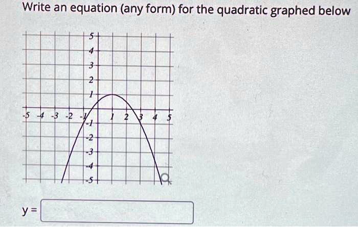 SOLVED:Write an equation (any form) for the quadratic graphed below