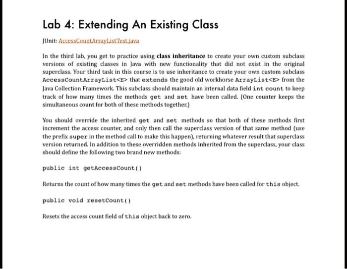 SOLVED Lab 4 Extending an Existing Class JUnit