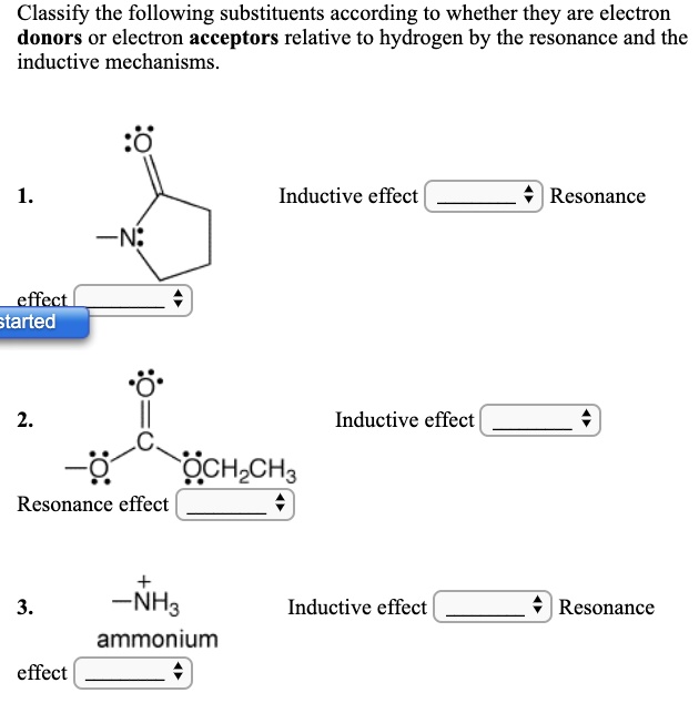 Solved Classify The Following Substituents According To Whether They Are Electron Donors Or 7527