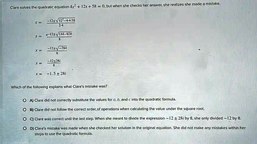 But when she checks her answer, she realizes she made a mistake: Clare ...