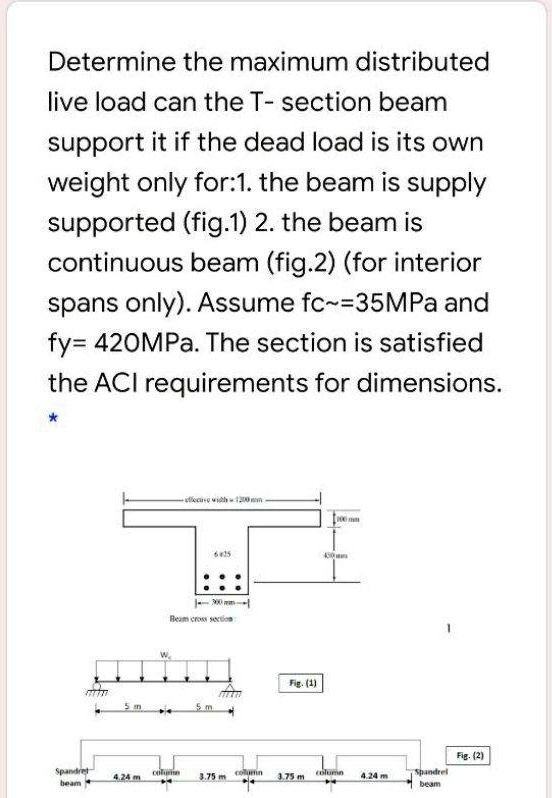 SOLVED: Determine the maximum distributed live load that the T-section ...