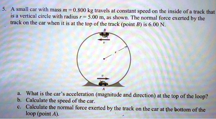 Solved A Small Car With Mass M 0800 Kg Travels At Constant Speed On The Inside Ofa Track 6272