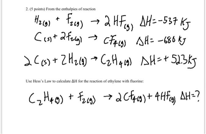 SOLVED From the enthalpies of reaction H2O l C s H2 g