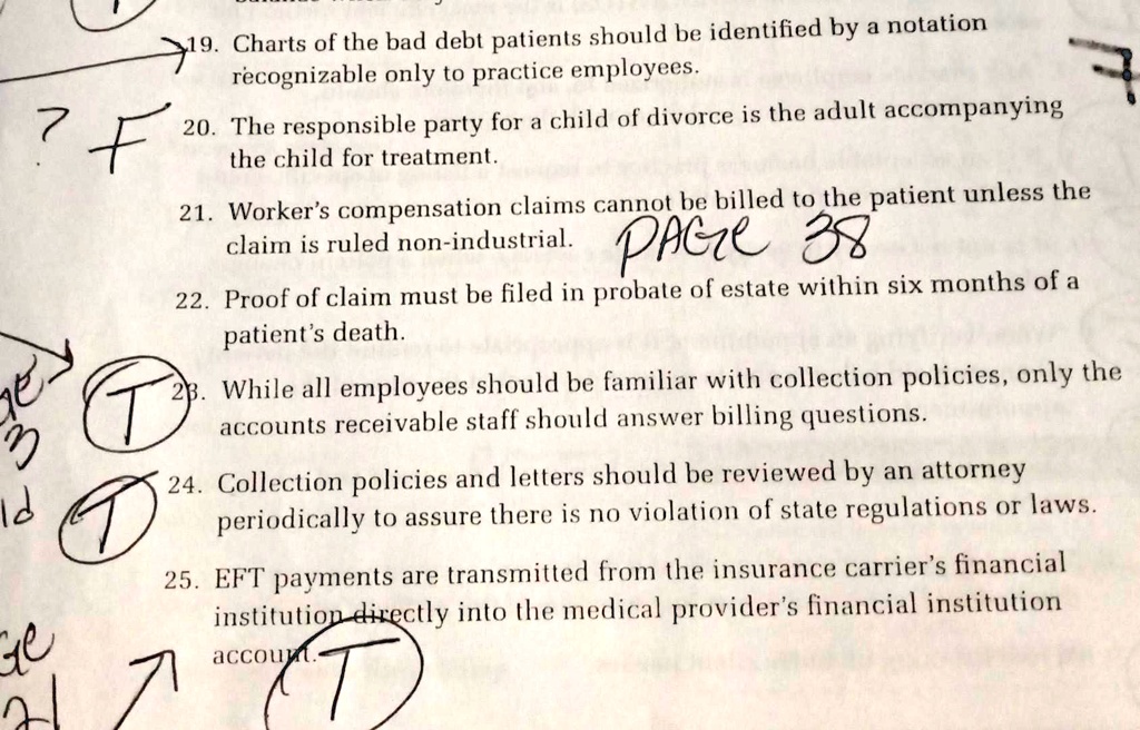 SOLVED 19. Charts of the bad debt patients should be identified by a