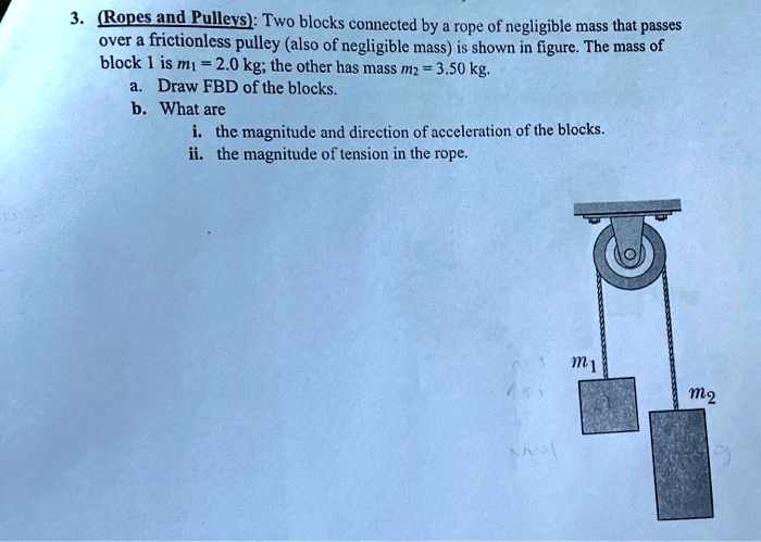 SOLVED: (Ropes and Pulleys): Two blocks connected by a rope of