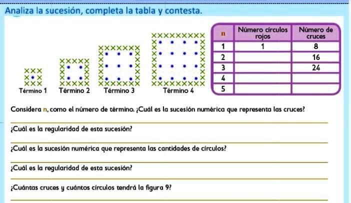 SOLVED: ayudaaaaaaaaaaaaaaaaaaaaa Analiza la sucesión, completa la