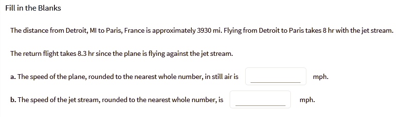 SOLVED The distance from Detroit MI to Paris France is