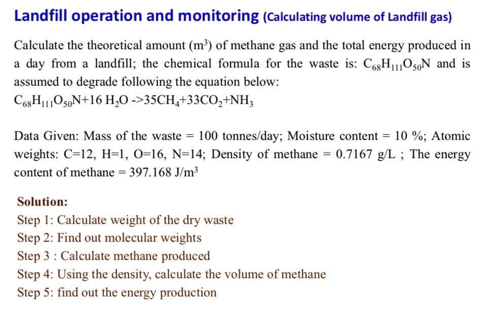 SOLVED: Landfill operation and monitoring (Calculating volume of ...