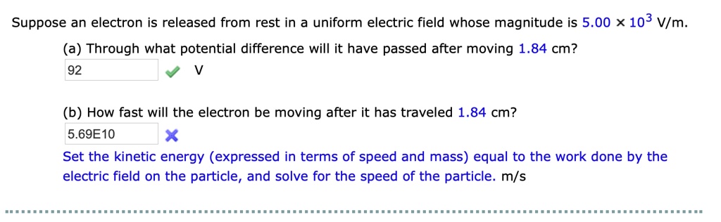 Suppose An Electron Is Released From Rest In A Unifor… - SolvedLib